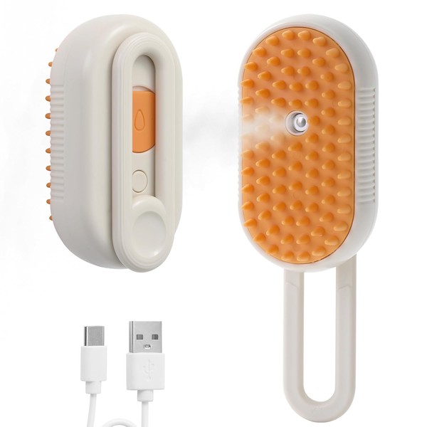 4-in-1 Cat Steam Brush – Rechargeable Anti-Static Pet Grooming Brush