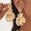 EAVUYIS Gold Flower Petal Dangle Earrings Long Lotus Flower Tassel
