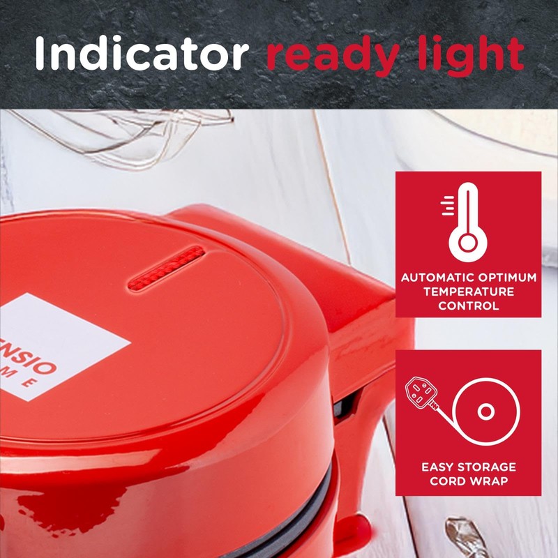 Global Gourmet Mini Waffle Maker Machine Red | Non Stick