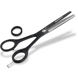 Professional Hairdressing Scissors Black Modelling Scissors 1-Sided Serrated Hair Cutting Scissors Stainless Steel Thinning Scissors with Sharp Edge 5.5 Inches