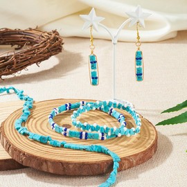 1Strand Rectangle Synthetic Turquoise Beads 2 Hole Gemstone Tila Beads Natural Stone Connector Beads for DIY Multi-Strand Necklace Bracelet Jewelry Making