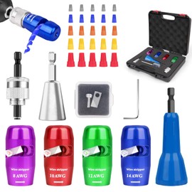 Wire Stripper for Drill, 8/10/12/14 AWG Wire Stripping Tool & Wire Nut Twitser Set, 6 In 1 Quickly Electric Tools for Drill Wire Stripping, Electrician Wire Twisting Connector Wire Stripping Tool Set