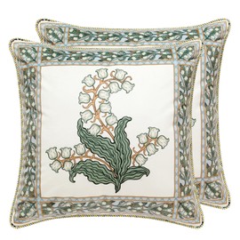 patdrea Decorative Square Throw Pillow Covers 18"X18",Velvet Soft Farmhouse Throw Covers,Floral Throw Pillow Case for Couch Sofa Bed Living Room（2Pack）