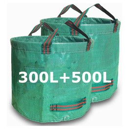 Garden Waste Bags 1X500L1X300L,Green Garden Waste Bags Heavy Duty,Garden Bag With Handle, Reusable Storage Bag For Collection Of Garden Leaves Weeds,Pop Up Garden Waste Bin,Garden Buckets Flexi Tubs.