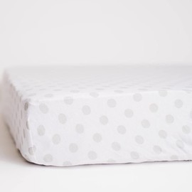 NODNAL CO. Gray Pack n Play Playard Portable Mini Crib Fitted Sheet for Baby Mattress - 100% Cotton Unisex Girl/Boy Pack and Play - Gender Neutral Grey/White Chevron, Polka Dot, Stripes (Polka Dot)