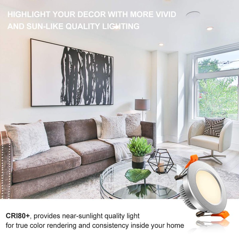 YGS-Tech 2 Inch LED Recessed Lighting, Dimmable Downlight 3W(35W Halogen