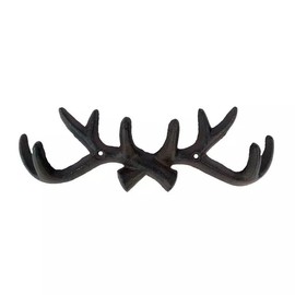 Fyne-Finds Cast Iron Deer Antler Wall Mounted 4 Hooks Coat Key Hook Utilities Hanger Rack Satue Shabby Chic