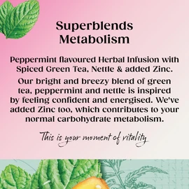 Twinings Superblends Metabolism Tea - Peppermint & Spiced Green Tea Herbal Infusion with Nettle & Zinc, Metabolism Booster Tea, 80 x Biodegradable Tea Bags