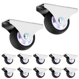 QWORK® Set of 12 Furniture Fixed Castors - 38 mm Diameter TPE Wheel - Load Capacity 45 kg - for Living Area and Small Furniture