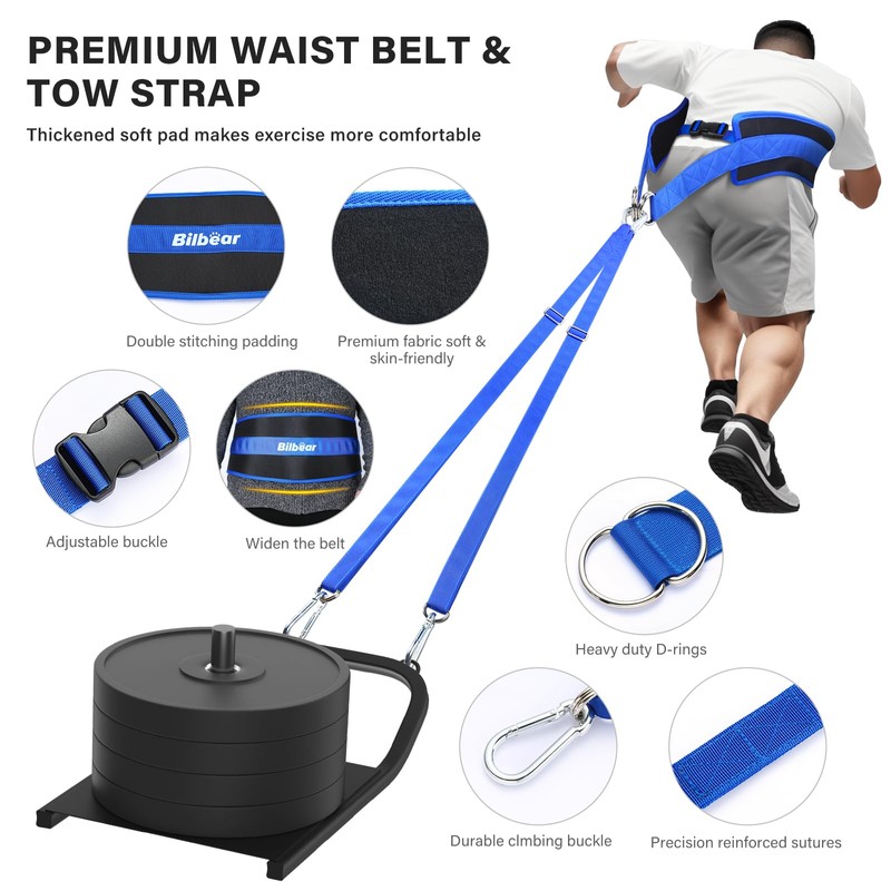 Bilbear Sled Pulling Belt,Adjustable Sled Training Waist Belt,Belt for Pulling,Weight