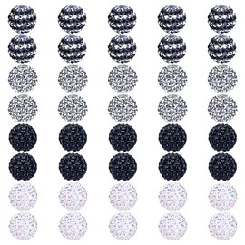 CRAFTYMELODY 40Pcs Resin Rhinestone Bead 4 Style Disco Ball Round Bubblegum Bead Bling Loose Spacer Charms for Beadable Pen Jewelry Making Accessory Supplies Kit Bracelets Necklace Earring DIY Crafts
