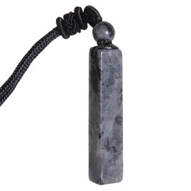 KYEYGWO Cuboid Crystal Pendant for Men and Women, Healing Stone Bar Necklaces, Rectangle Gemstone Chains, Lucky Stone Amulet, Blessing Jewellery with Adjustable Nylon Rope, Black Labradorite Nylon