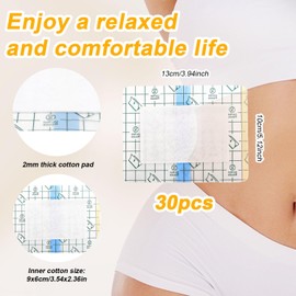 30uds Paquete de Envoltorios de Aceite Ricino, Parche Autoadhesivo Portátil para El Ombligo Algodón Absorbente Antifugas Regalo Perfecto para El Hogar y Los Viajes