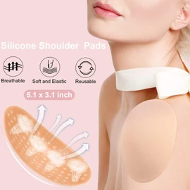 WILLBOND 4 Pairs Women Shoulder Pads Push up Soft Adhesive Silicone Anti Slip Enhancer Shoulder Pads for Women Clothing(Black, Flesh Color, Transparent, Transparent Flesh Color)