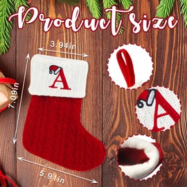 Christmas Stockings Small Xmas English Letters Hanging Stockings Christmas Socks Double Sided Fireplace Hanging Stockings for Christmas Party Decoration New Year Party Gift Favors Supplies (Letter A)
