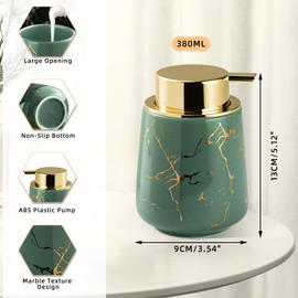 KeeFos Soap Dispenser, Foam Dispenser, Lotion Dispenser, Foam Bottle, Ceramic Soap Dispenser, Shampoo Soap Dispenser, Soap Dispenser for Kitchen, Toilet and Bathroom - Green