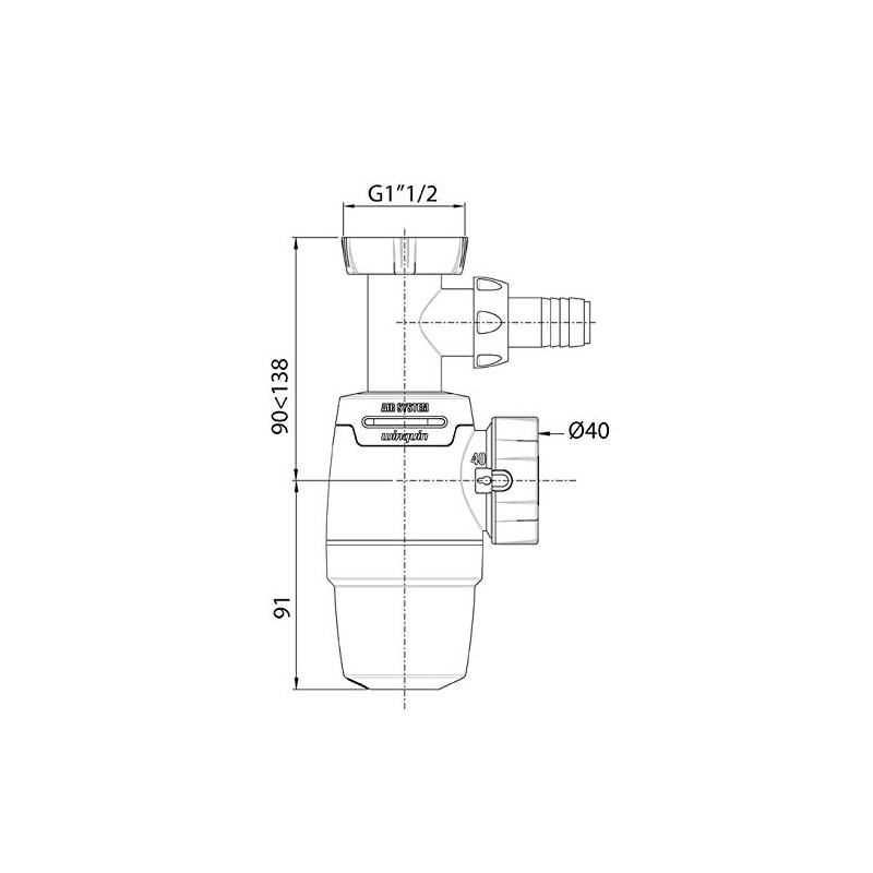 Wirquin Wirquin Neo 30722149 Sink Siphon with Washing Machine D40