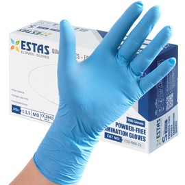 ESTAS Nitrile Gloves - 100 Pack, Medium - 4 Mil Thick Disposable Gloves - Textured Fingertips, Extra Durable