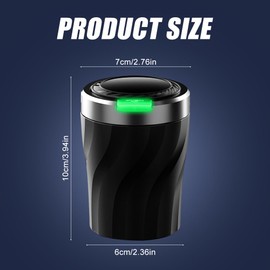 PLLYPE Car Ashtray with Lid, Pack of 2 Ashtrays with LED Light, Portable Stainless Steel Vehicle Smokeless Ashtray, with Luminous Opening Button, for Car, Home, Office, Camping, Outdoors