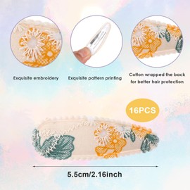 Qianyu 16 PCS Toddler Snap Hair Clips for Fine Hair Flower Hair Bows Clips Fully Lined Alligator Clips Baby Side Clips Versatile Fabric Hair Accessories for Baby Infants Toddler Young Kids School Age