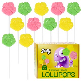 Luau Hawaiian Flower Shaped Lollipops Individually Wrapped - 12 Hibiscus Luau Party Candy Suckers for Luau Party Favors, Tropical Party Favors, Hawaiian Party Supplies