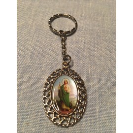Saint St Jude Religious Keychain Keyring | Silver Tone