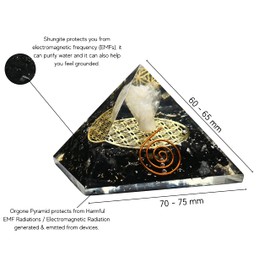 Large Orgone Pyramid | Black Tourmaline Pyramid Crystal | Guardian Angel with Flower of Life Orgonite Pyramid | Organ Pyramids Positive Energy Healing
