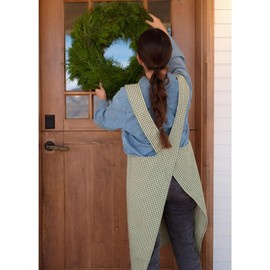 Adult Jour Apron - Lightweight Cotton Apron with Front Pocket, Ideal for Everyday Use:_Radish Gingham Jour Apron