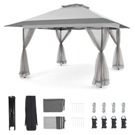 Bezseller 13x13 Pop Up Gazebo Tent with Mosquito Netting,Outoor Canopy Tent Large Quick Set and Easy to Carry,Water-Resistant Oxford Tarp Shelter for Patio Garden Backyard Party