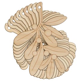 10x Wooden Mistletoe Branch Craft Shapes 3mm Plywood Christmas Plants and Trees(12 x 8.6cm,Hole Top Centre)