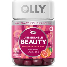 "OLLY Undeniable Beauty Hair, Skin & Nails Gummies with Biotin, Vitamin C, and Keratin, Grapefruit Flavor, 60 Count (30-Day Supply)"