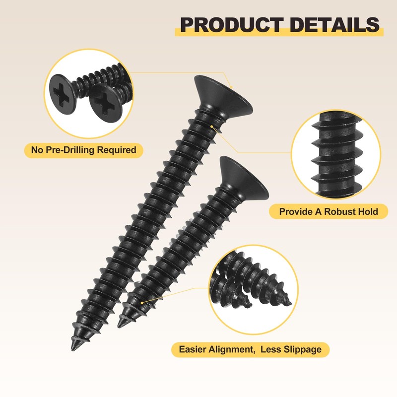METALLIXITY Countersunk Phillips Wood Screws (ST3.5x35mm) 160Pcs, Carbon Steel Coarse