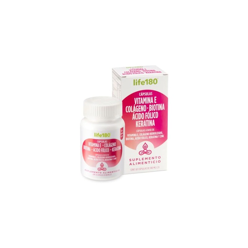 Life180 Vitamina E, Colágeno, Biotina, Ácido Fólico y Keratina 60