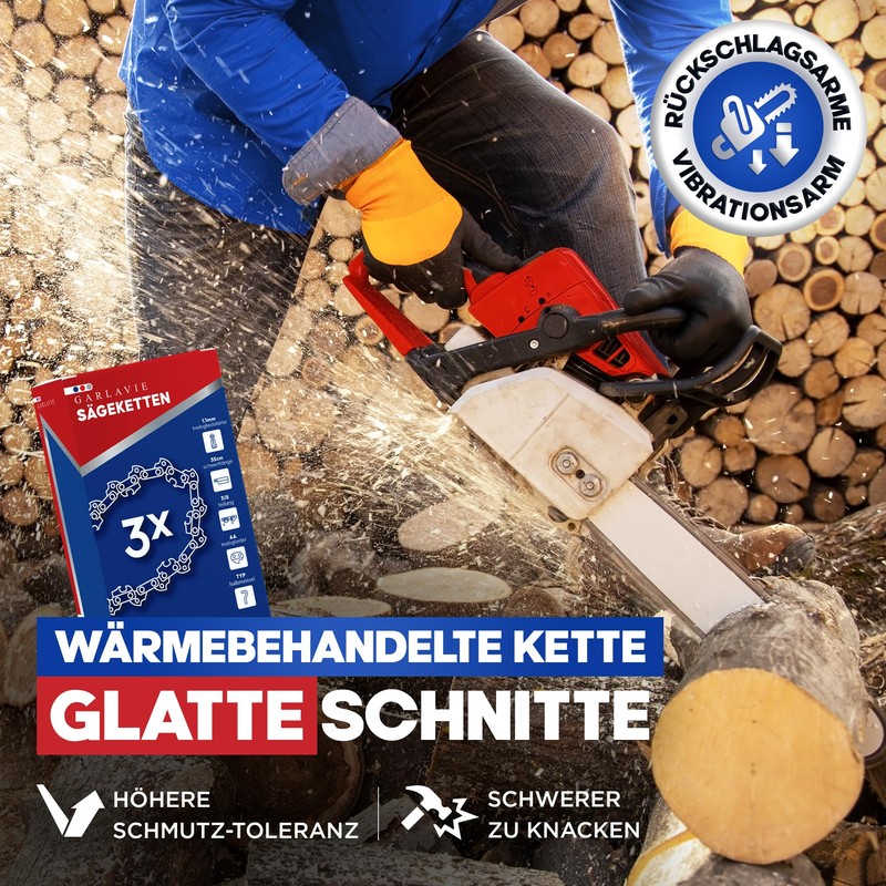 Garlavie Set of 3 Chainsaw Chains 35 cm 3/8 LP