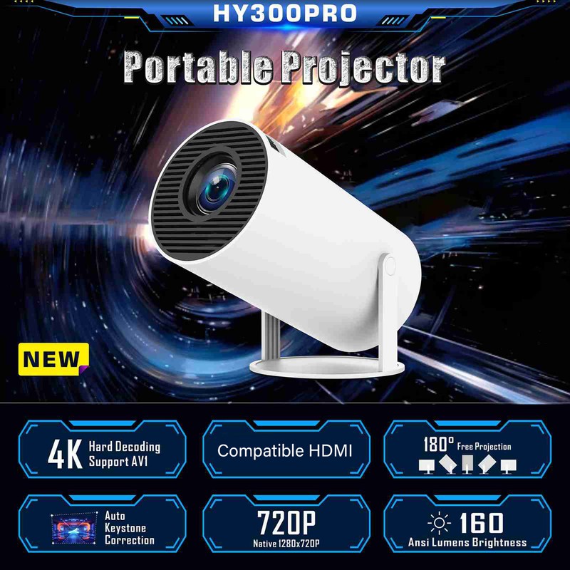 Projector 720P High Definition 180 Degree Rotation 4K Hard Decoding