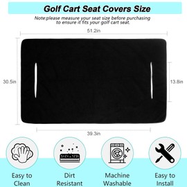 Gloserin Black Golf Cart Seat Covers,Golf Cart Seat Towel Blanket 100% Waterproof,Soft and Comfortable,Fits for EZGO,Yamaha,Club Car and More 2-Seat Golf Carts,51''x 31'',Machine Washable