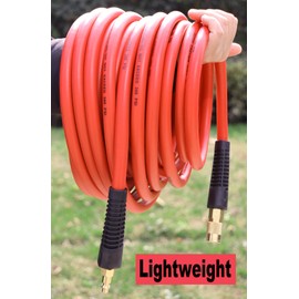 YOTOO Hybrid Air Hose 1/4-Inch by 50-Feet 300 PSI Heavy Duty, Lightweight, Kink Resistant, All-Weather Flexibility with 1/4-Inch Industrial Air Fittings and Bend Restrictors, Orange