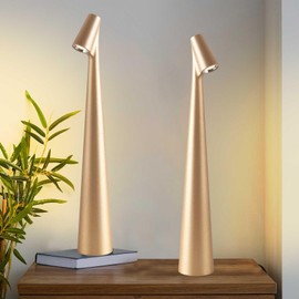 Hebangya Cordless Small Table Lamps Set of 2,3 Levels Brightness Portable Desk Lamp,Rechargeable Battery Lights for Outdoor, Restaurant, Bedside, Baby Night Light,Gifts(Gold)