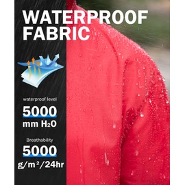 ZITY Men's Rain Jacket Waterproof with Hood Lightweight Raincoat for Golf Hiking Camping Cycling Red/Navy XL