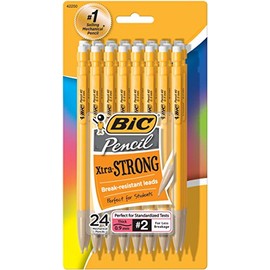 BIC Pencil Xtra Strong (Yellow Barrels), Thick Point (0.9 mm), 24-Count