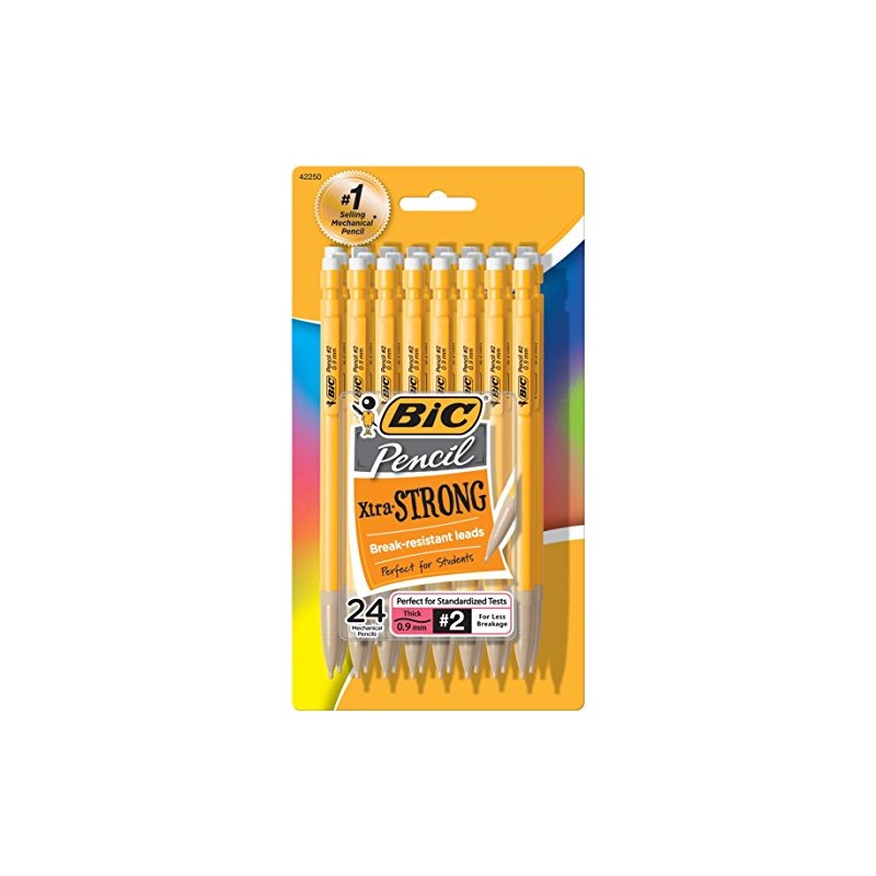 BIC Pencil Xtra Strong (Yellow Barrels), Thick Point (0.9 mm),