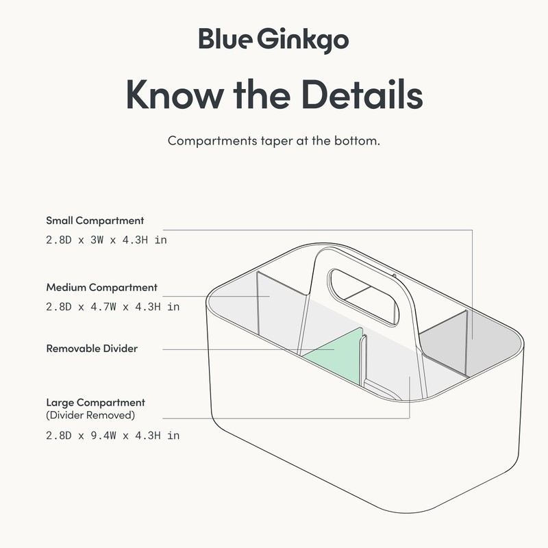 BLUE GINKGO Stackable Organizer Caddy – Korean-Made Portable Tote for