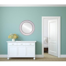 OVALCREST Round Beveled Wall Mirror for Home Decor - Dorset Style - Silver Shade - 18x18 Outside Dimensions