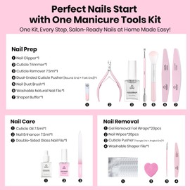 Beetles Gel Polish Remover Kit Nail Care Kit Nail Prep Set Cuticle Oil Cuticle Remover Nails Strengthener 14pcs Manicure Tools Glass Files Removal Foil Wraps Cuticles Trimmer Pushers Gift for Women