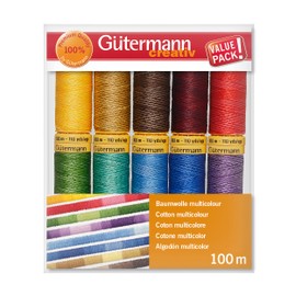 Gutermann 731149-1 Thread Set Natural Cotton 100m x 10 reels Multicolor, Multi-Colour