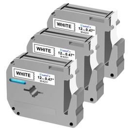 USUPERINK 3 Pack Compatible for Brother P Touch M Tape M-K231 MK231 M231 M-231 12mm 1/2 Inch 0.47'' White Label Tape for PT-55S PT-65 PT-65SB PT-65SCCP PT-65SL Label Maker Tape Black on White