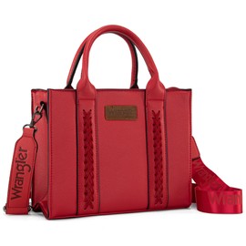 Wrangler - Bolso mediano para mujer, diseño de carteras con asa superior y correa, A-natural-rojo, M