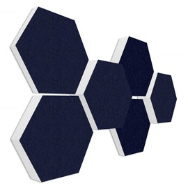 platino24 Sound Absorber Colour from Basotec G+, Acoustic Panels with Acoustic Felt, 3D Wall Panels with 6 Honeycombs in Midnight Blue, Acoustic Panels for Sound Insulation in Office, Studio and Home