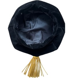 Doctoral Tam with Gold Bullion Tassel Unisex Black Velvet 8 Sided Graduation Tam One Size