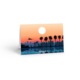 Stonehouse Collection Airplane Note Card Set, Beautiful City Sunset Note Card - 10 Boxed Cards & Envelopes